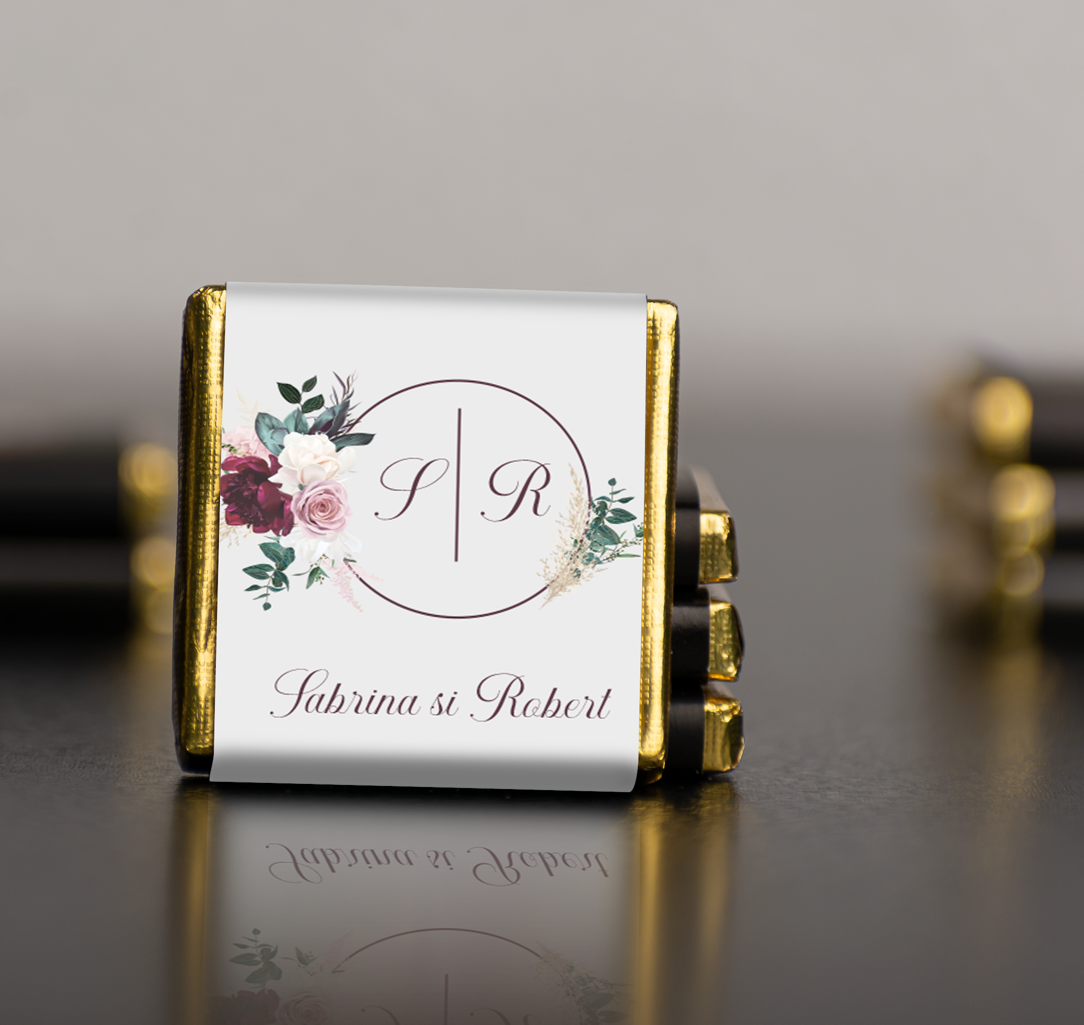 Ciocolata personalizata mica - 3,5x3,5cm - Design client