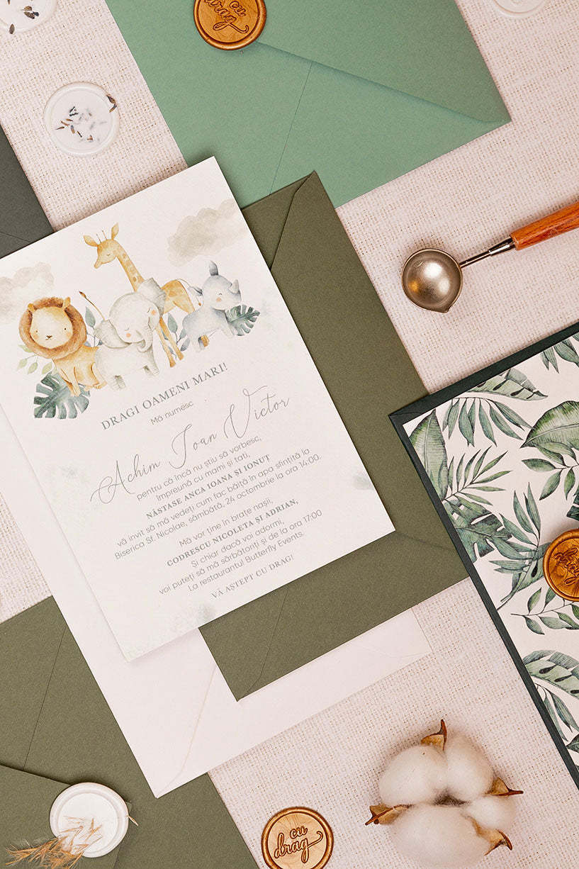Invitații botez – Jungle Invitatii Love Story