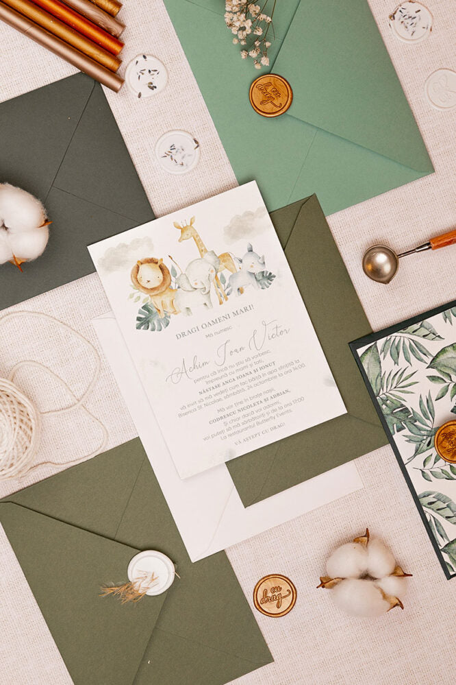 Invitații botez – Jungle Invitatii Love Story