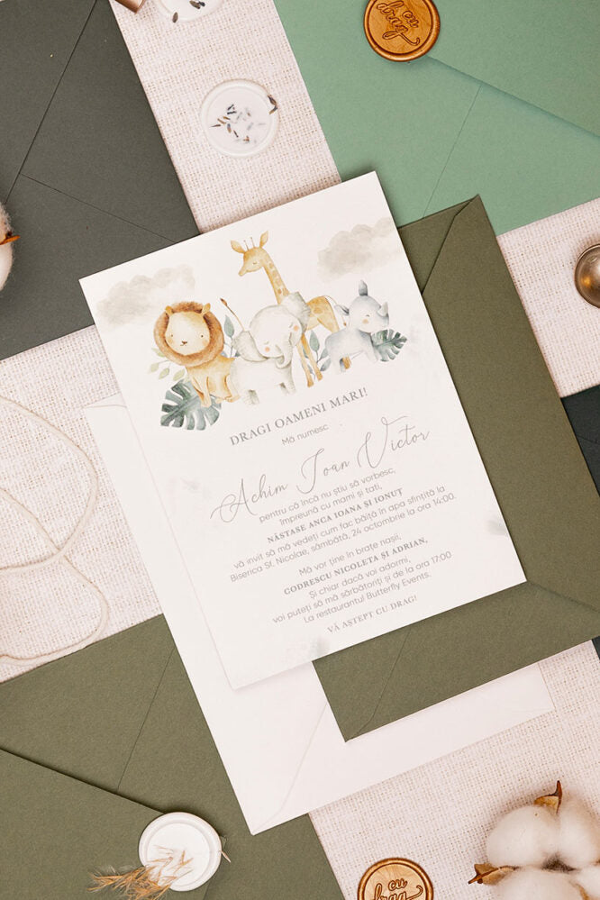 Invitații botez – Jungle Invitatii Love Story