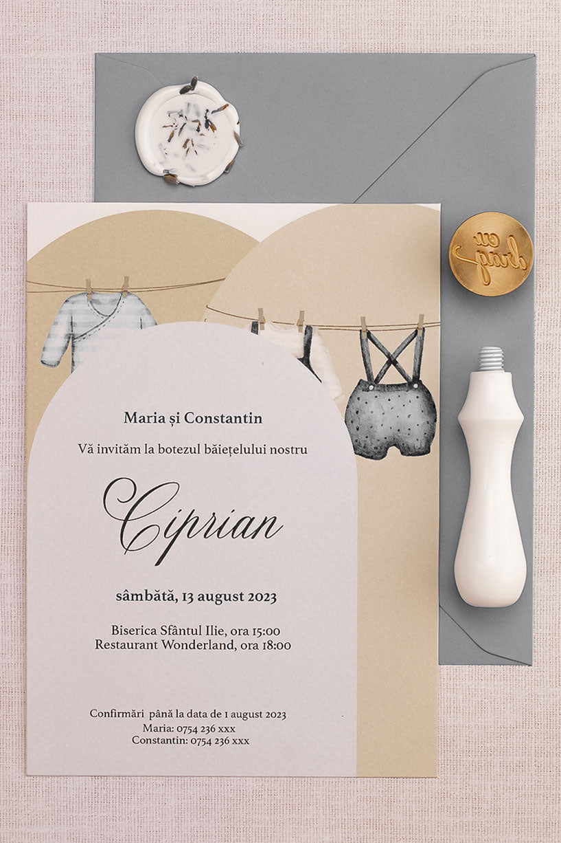 Invitații botez – Watercolor Băiețel Invitatii Love Story