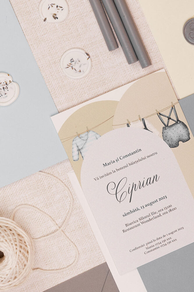 Invitații botez – Watercolor Băiețel Invitatii Love Story