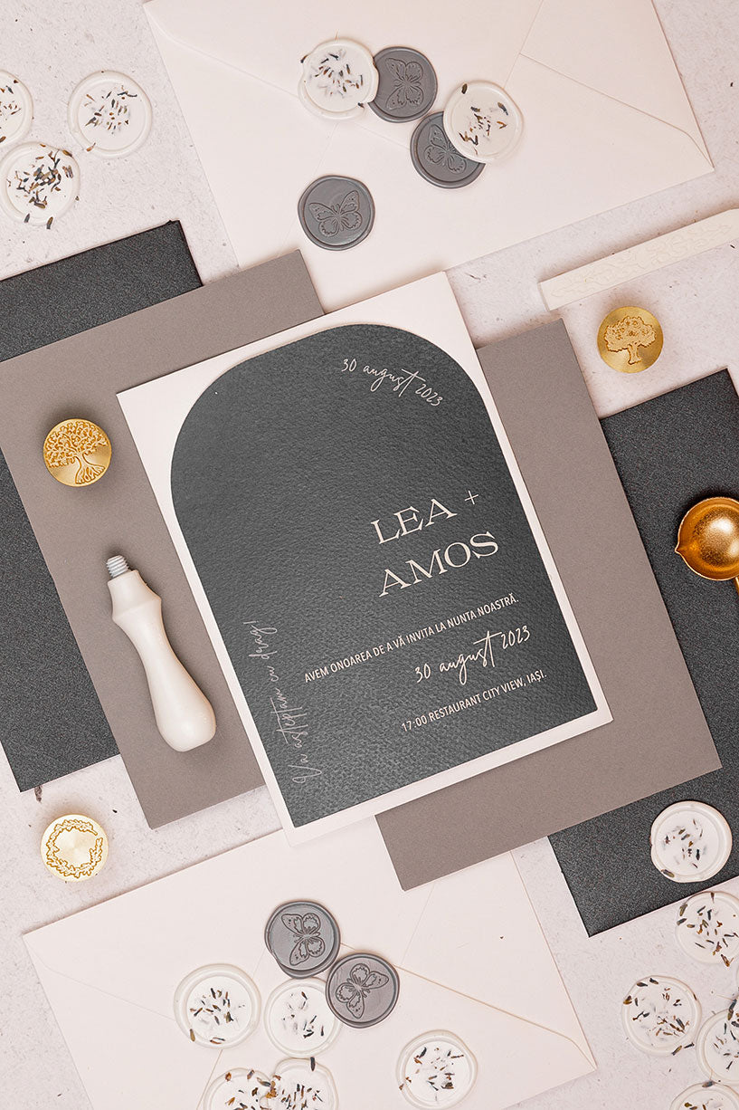 Invitații de nuntă – Arcuita Blue Navy Invitatii Love Story