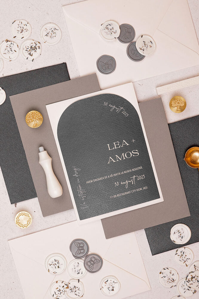 Invitații de nuntă – Arcuita Blue Navy Invitatii Love Story