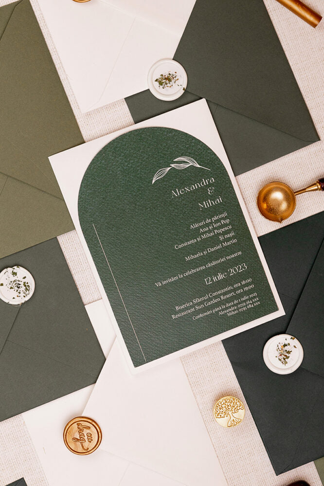 Invitații de nuntă – Arcuita Verde Pădure Invitatii Love Story