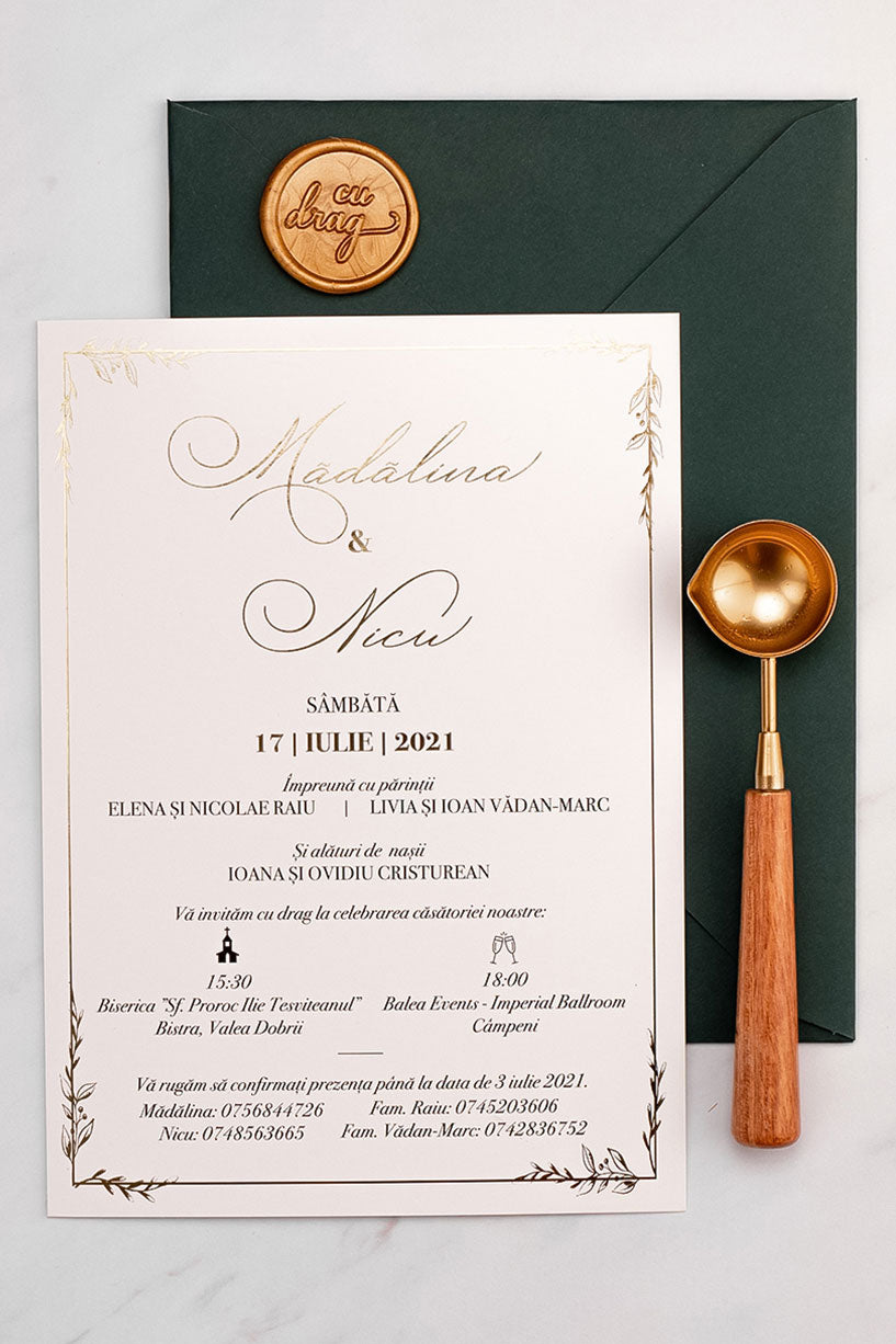 Invitații de nuntă – Cadran Auriu Invitatii Love Story