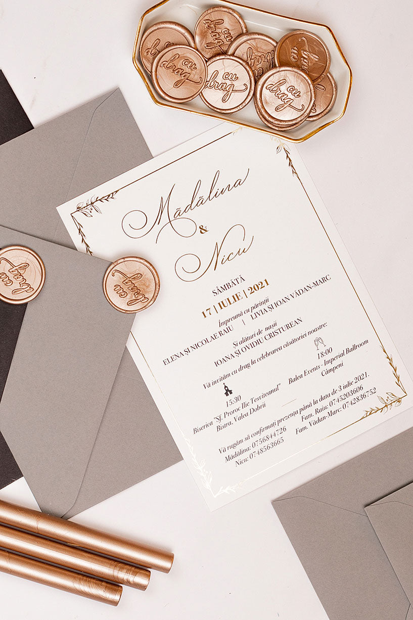 Invitații de nuntă – Cadran Auriu Invitatii Love Story