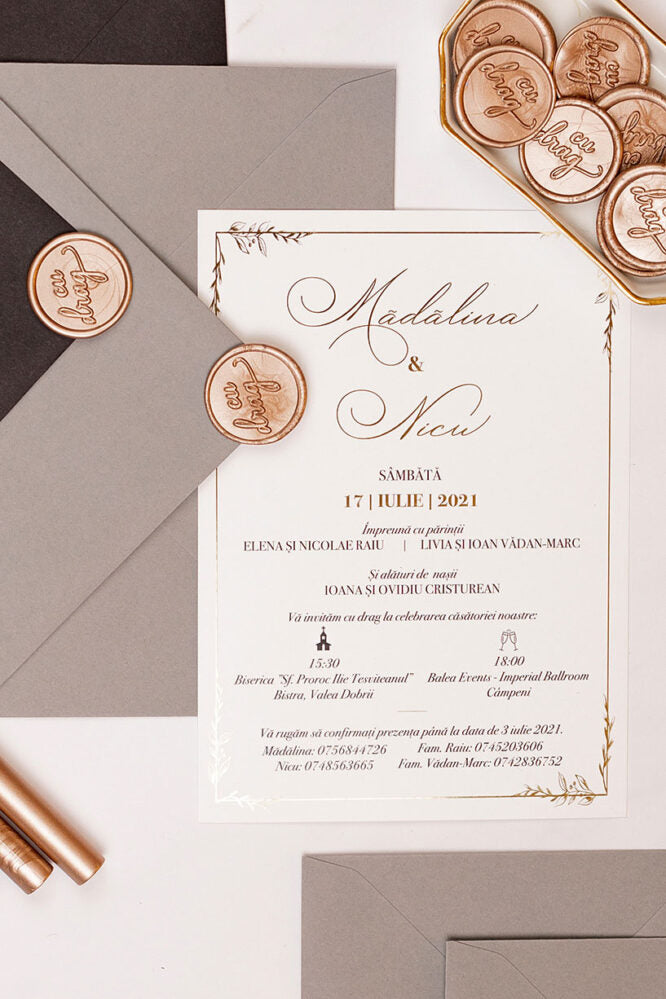 Invitații de nuntă – Cadran Auriu Invitatii Love Story