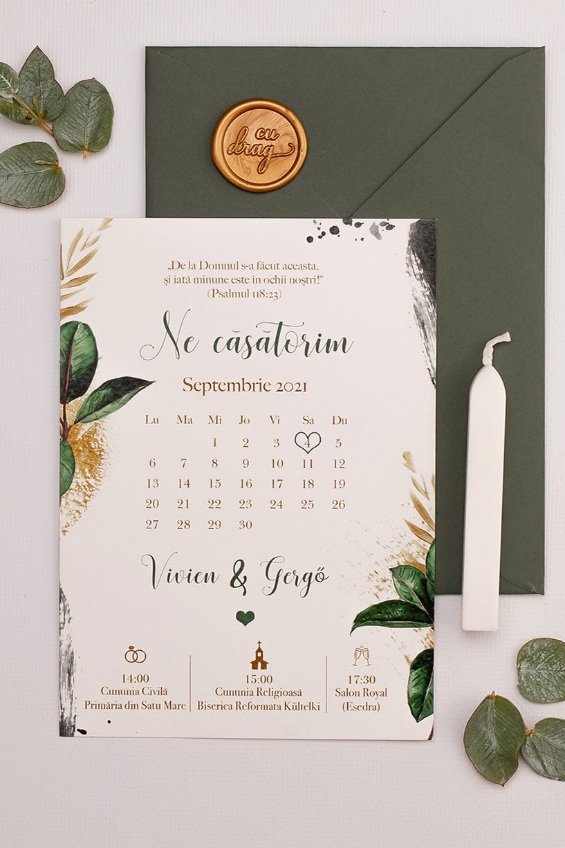 Invitații de nuntă – Calendar Invitatii Love Story