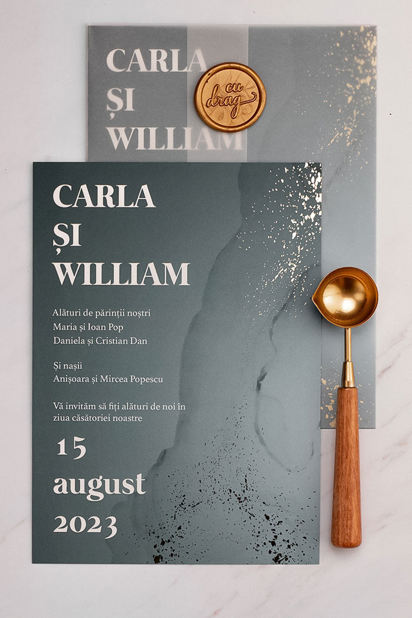 Invitații de nuntă – Dark Gold Invitatii Love Story