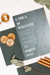 Invitații de nuntă – Dark Gold  Invitatii Love Story