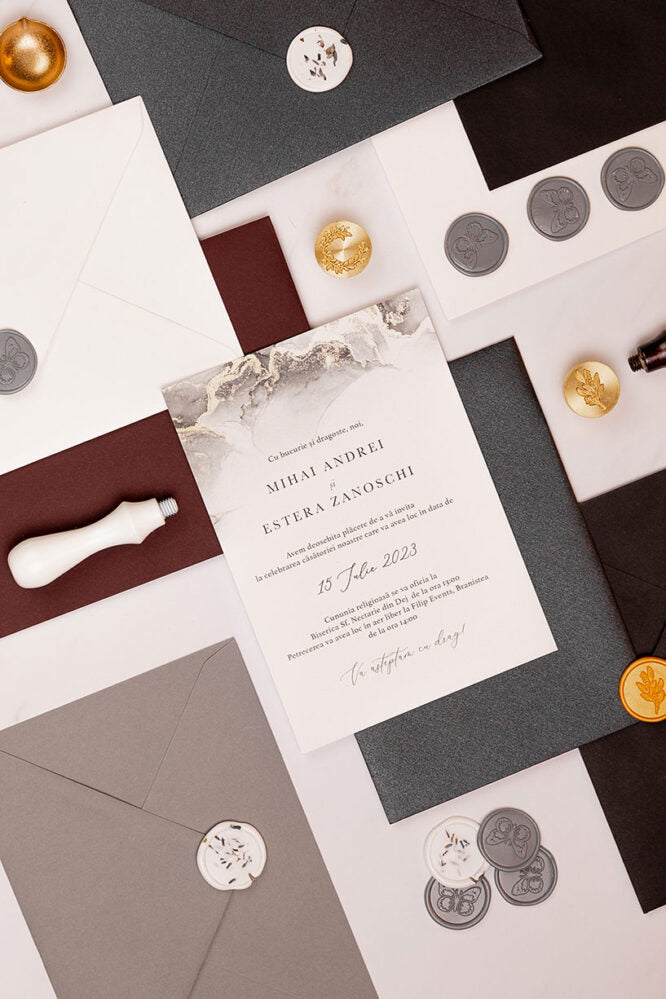 Invitații de nuntă – Dark Ink Invitatii Love Story