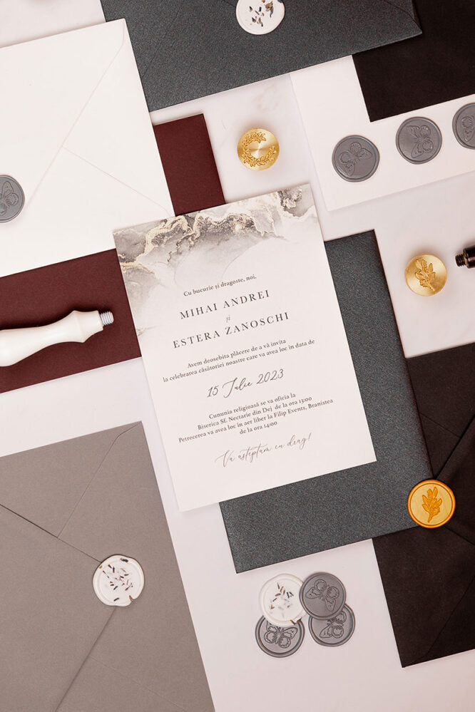 Invitații de nuntă – Dark Ink Invitatii Love Story