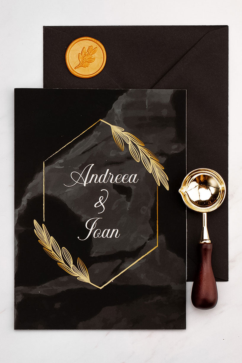 Invitații de nuntă – Dark Watercolor Invitatii Love Story