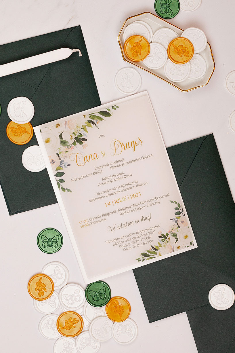Invitații de nuntă – Flori Albe Invitatii Love Story