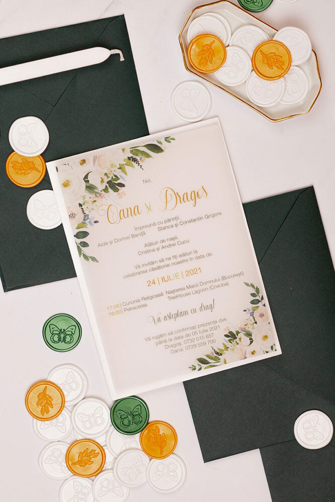 Invitații de nuntă – Flori Albe Invitatii Love Story