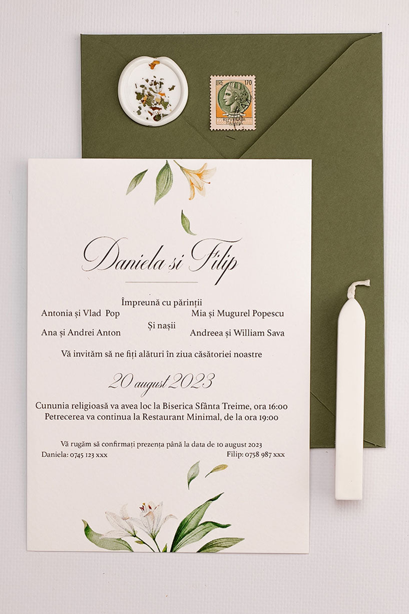 Invitații de nuntă – Flori de Mai Invitatii Love Story