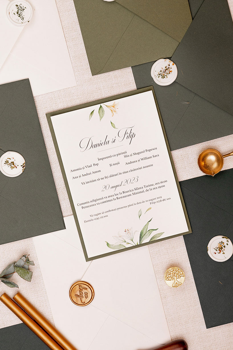 Invitații de nuntă – Flori de Mai Invitatii Love Story