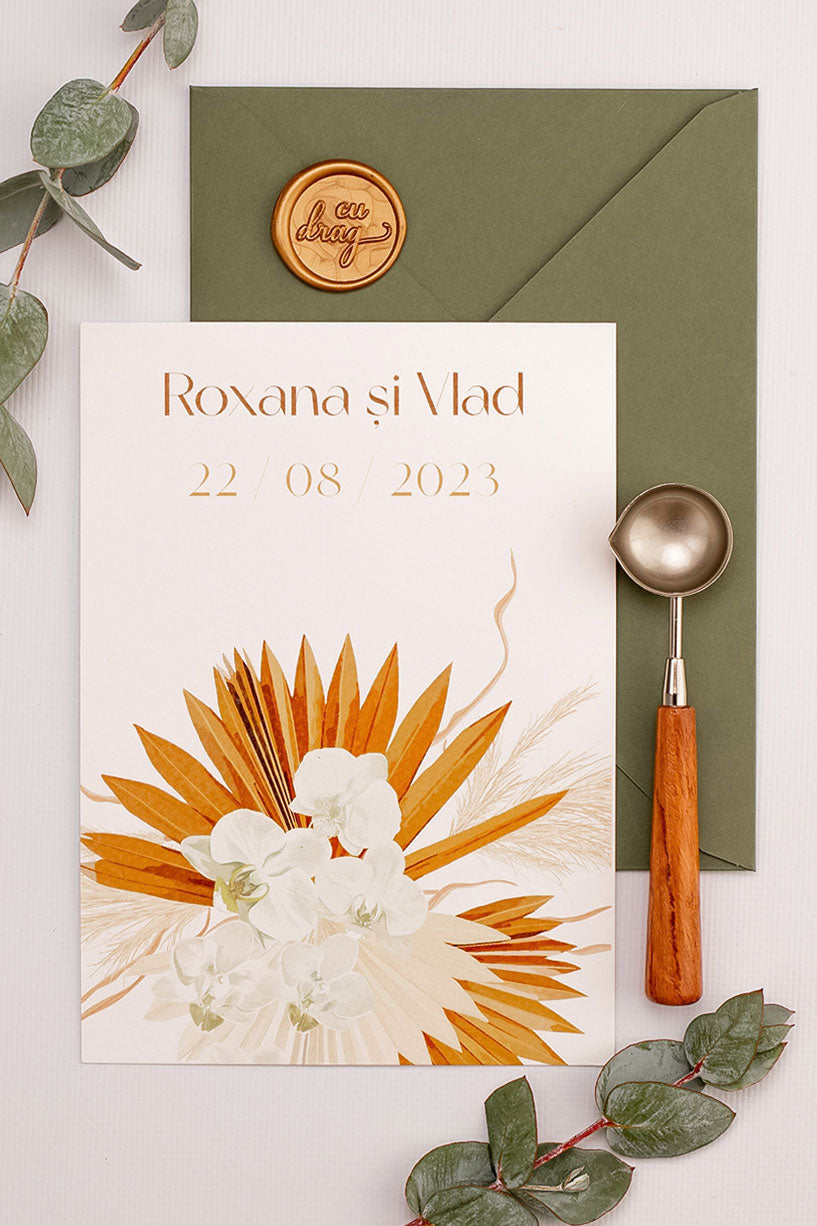 Invitații de nuntă – Flori Rustice Invitatii Love Story