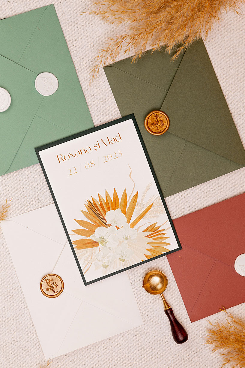 Invitații de nuntă – Flori Rustice Invitatii Love Story