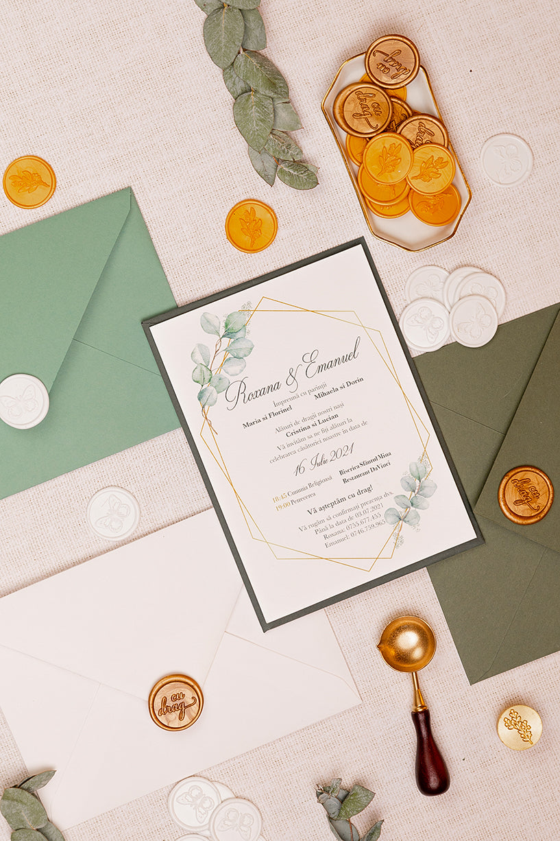 Invitații de nuntă – Terariu cu Eucalipt Invitatii Love Story