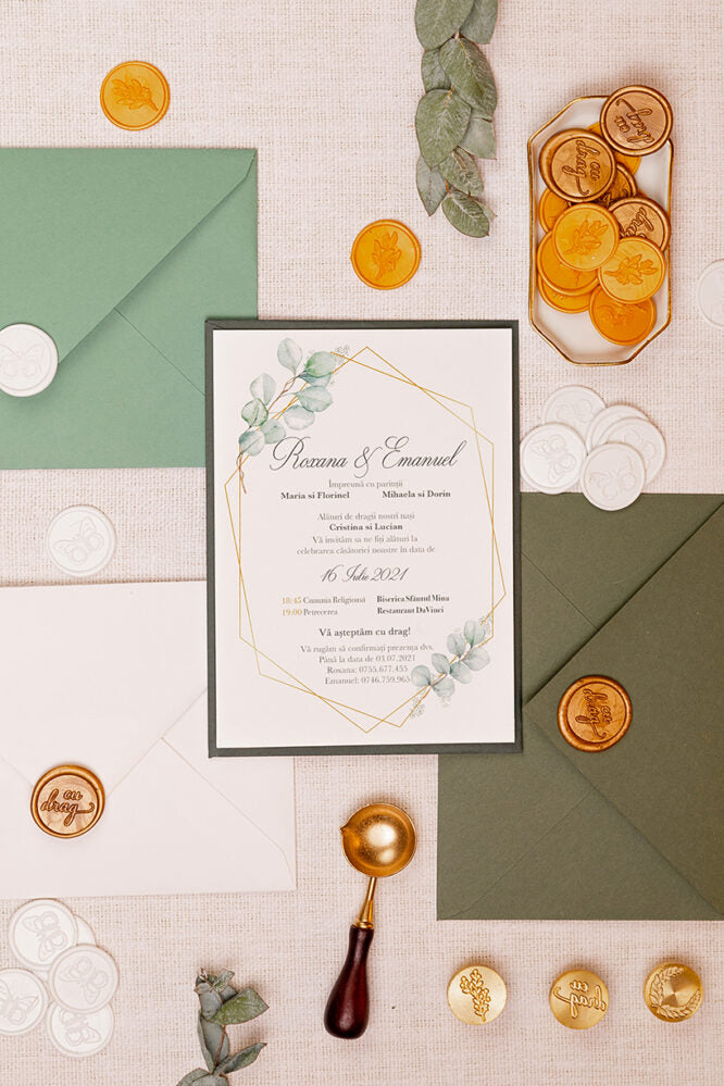 Invitații de nuntă – Terariu cu Eucalipt Invitatii Love Story