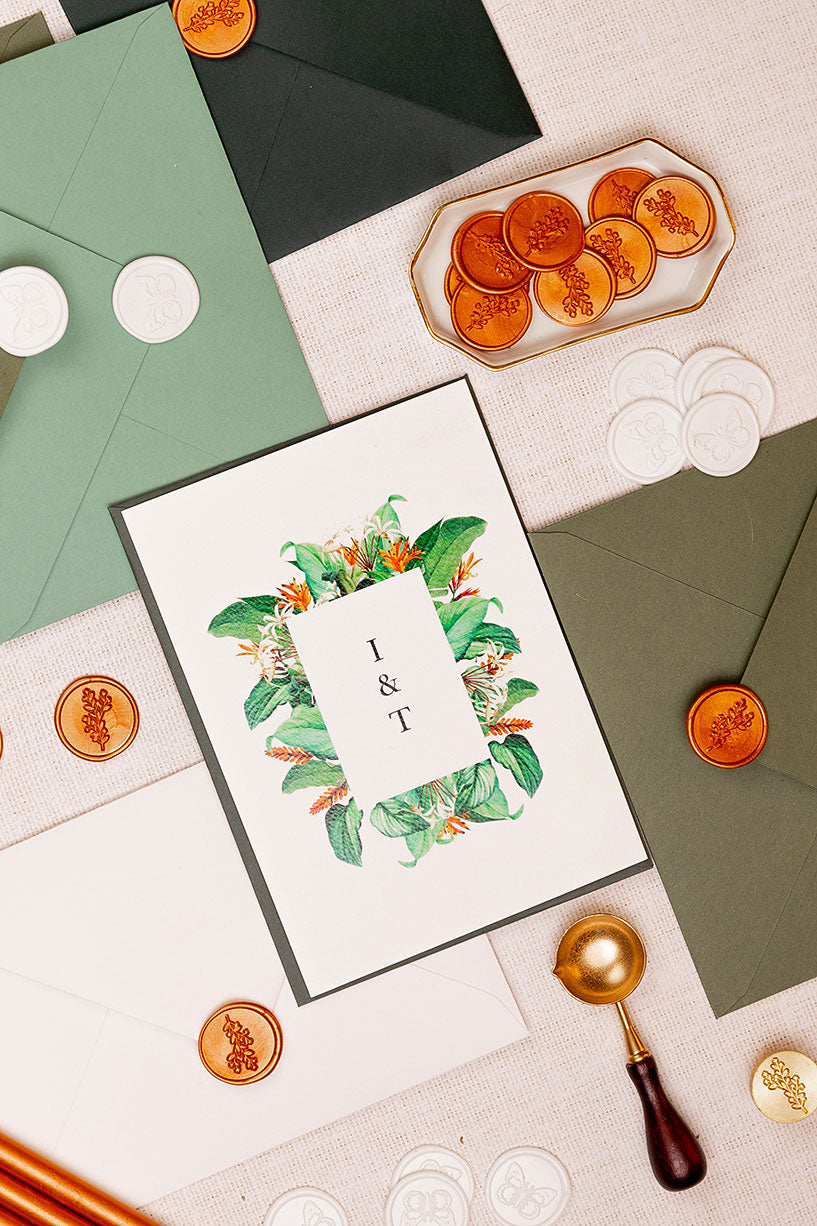 Invitații de nuntă – Frunze Exotice Invitatii Love Story