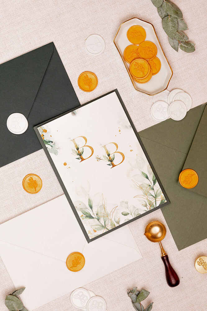 Invitații de nuntă – Frunze Verzi Watercolor Invitatii Love Story
