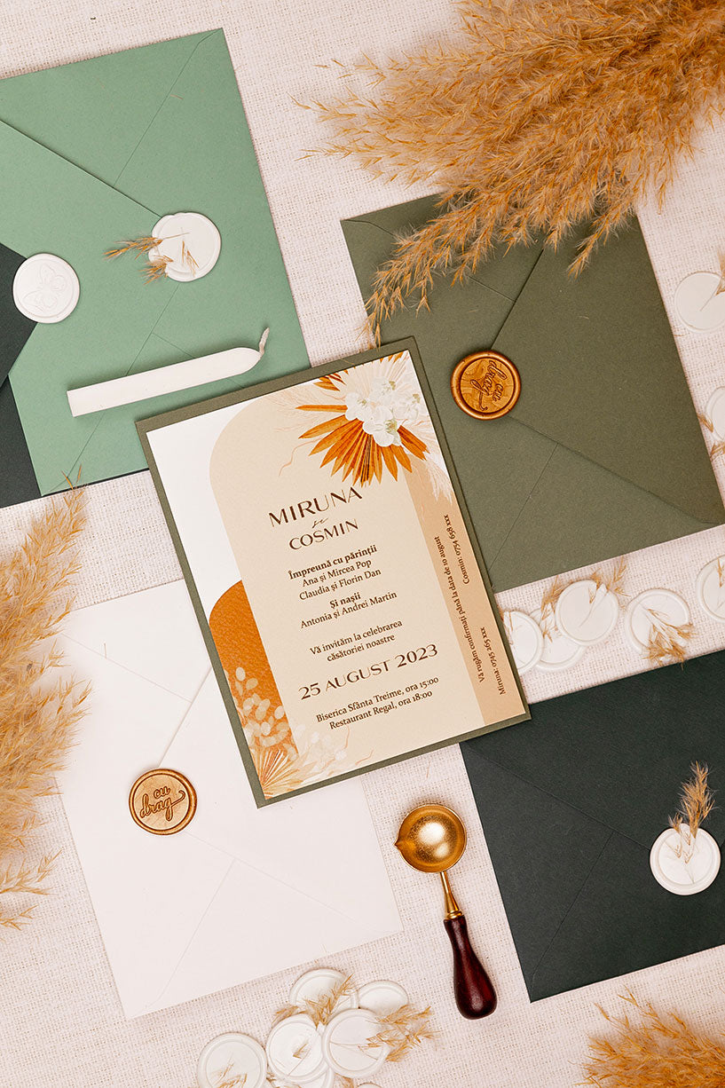 Invitații de nuntă – Pampas cu Forme Invitatii Love Story