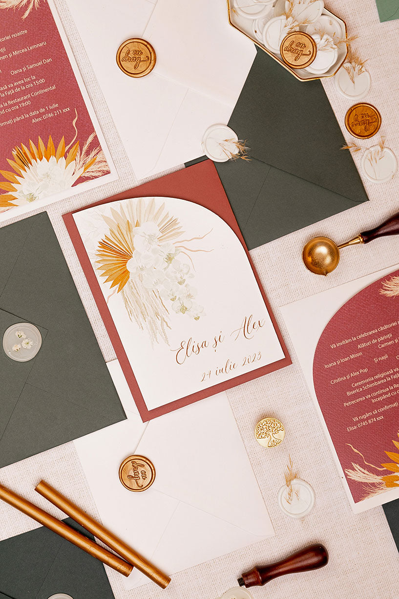 Invitații de nuntă – Pampas Curgător Invitatii Love Story
