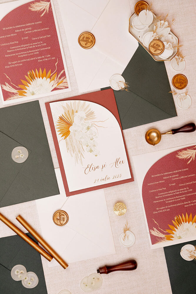 Invitații de nuntă – Pampas Curgător Invitatii Love Story