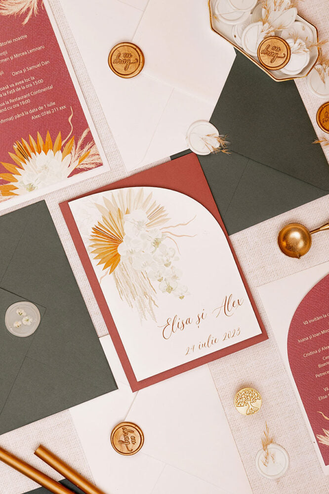 Invitații de nuntă – Pampas Curgător Invitatii Love Story