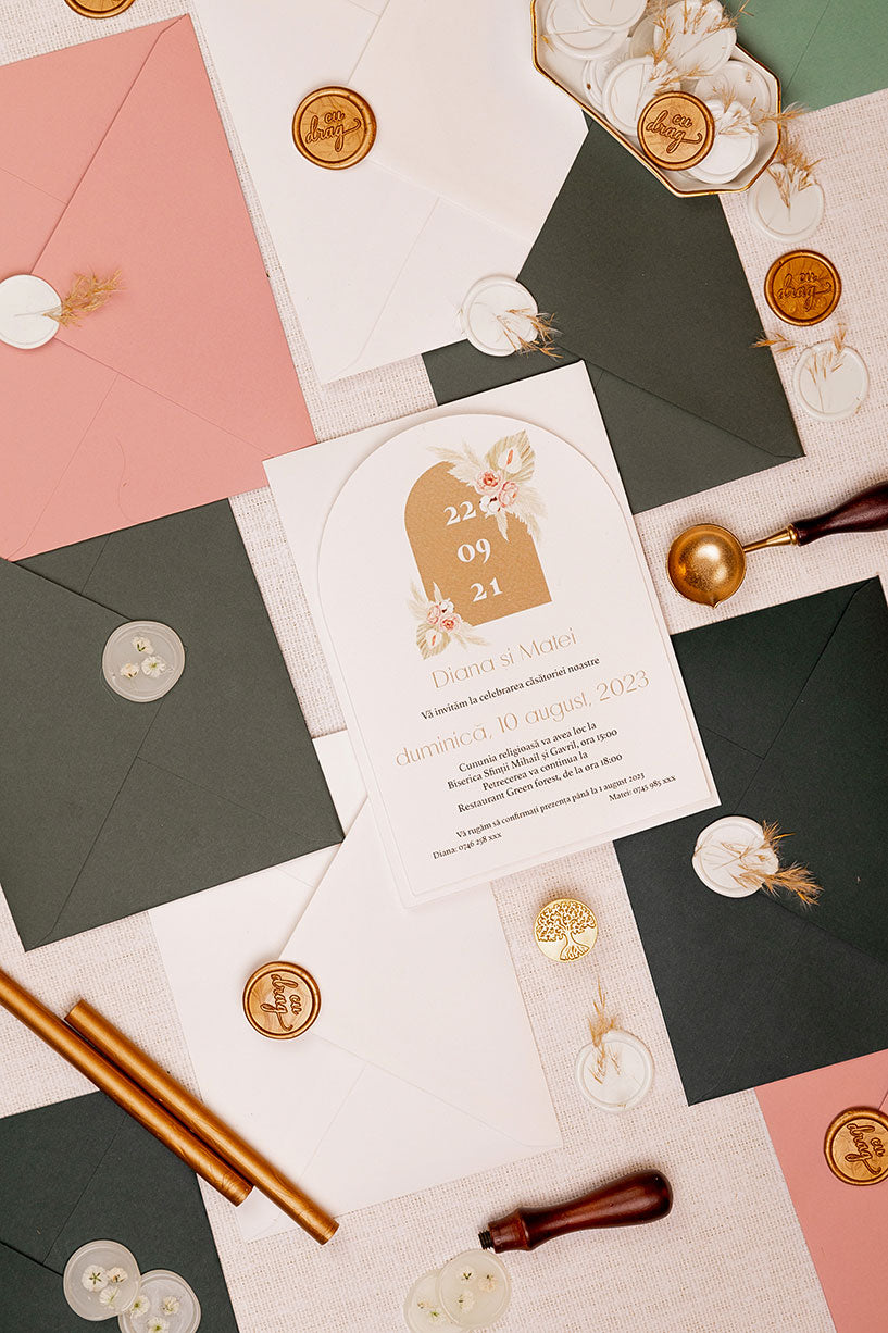 Invitații de nuntă – Pampas Natural Invitatii Love Story