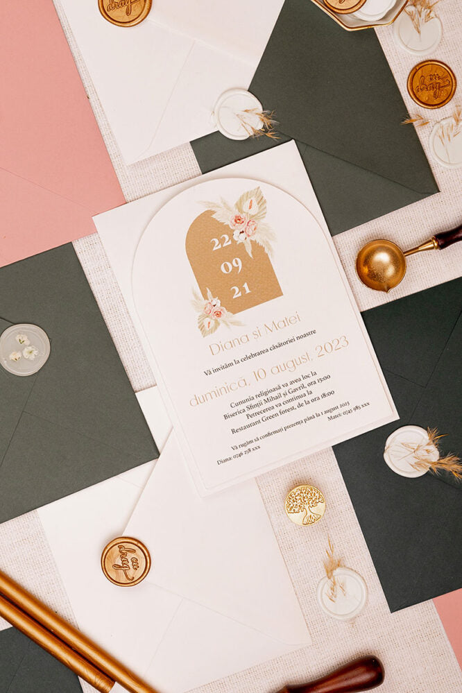 Invitații de nuntă – Pampas Natural Invitatii Love Story