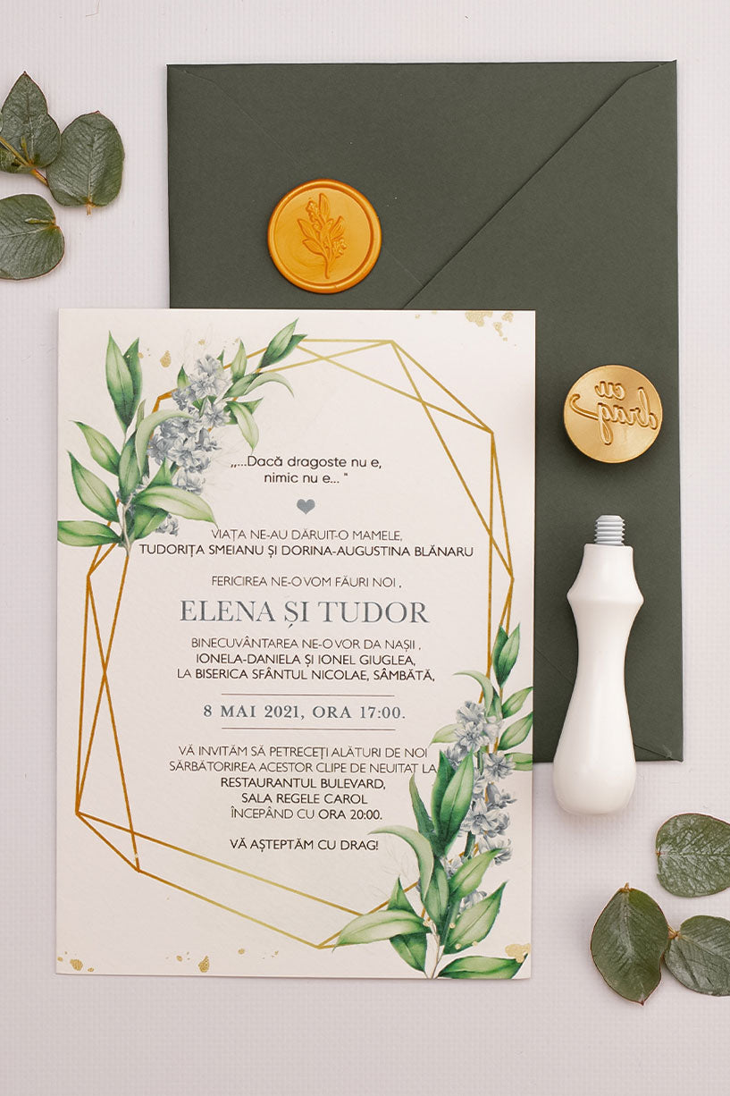 Invitații de nuntă – Terariu cu Flori Invitatii Love Story