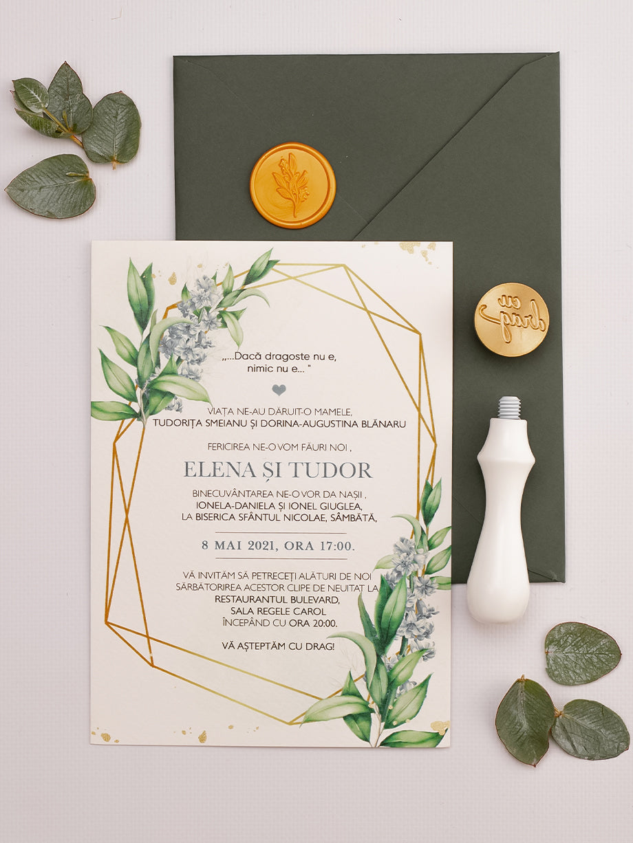 Invitații de nuntă – Terariu cu Flori Invitatii Love Story