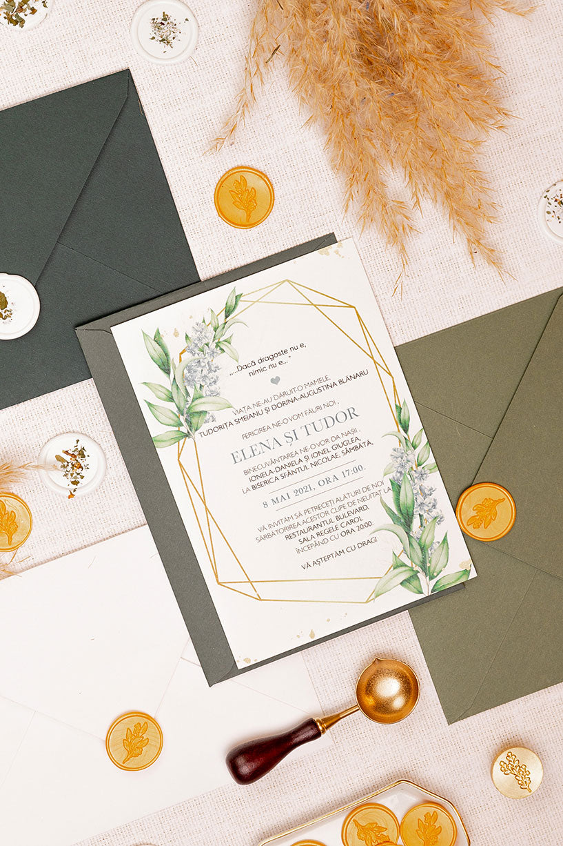 Invitații de nuntă – Terariu cu Flori Invitatii Love Story