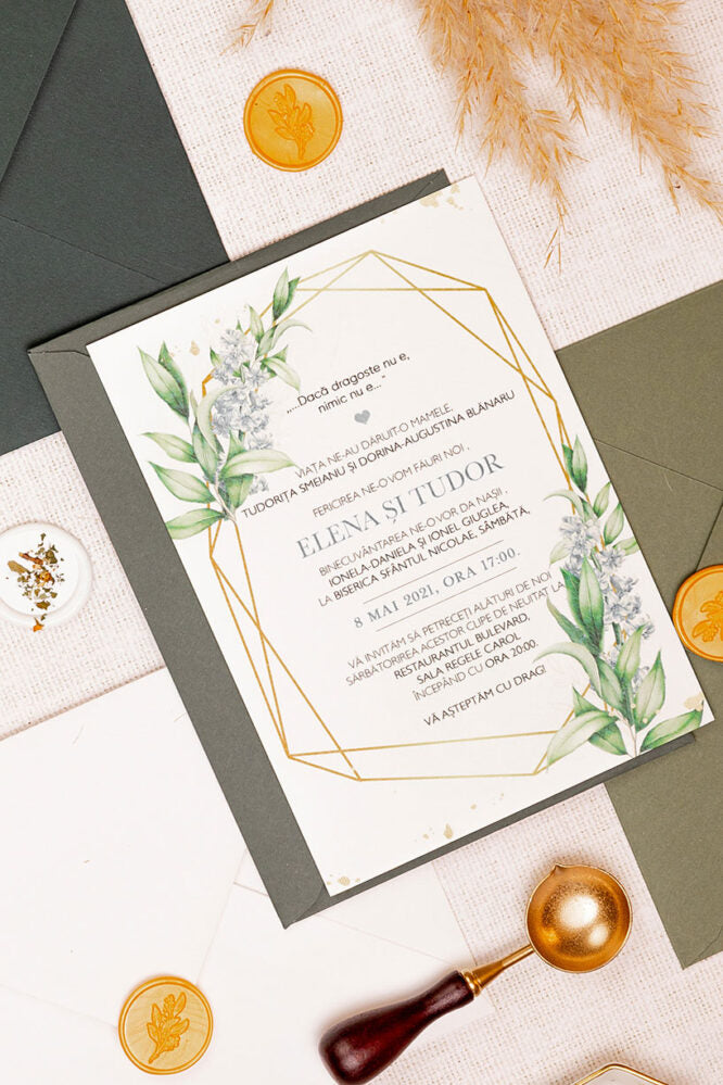 Invitații de nuntă – Terariu cu Flori Invitatii Love Story