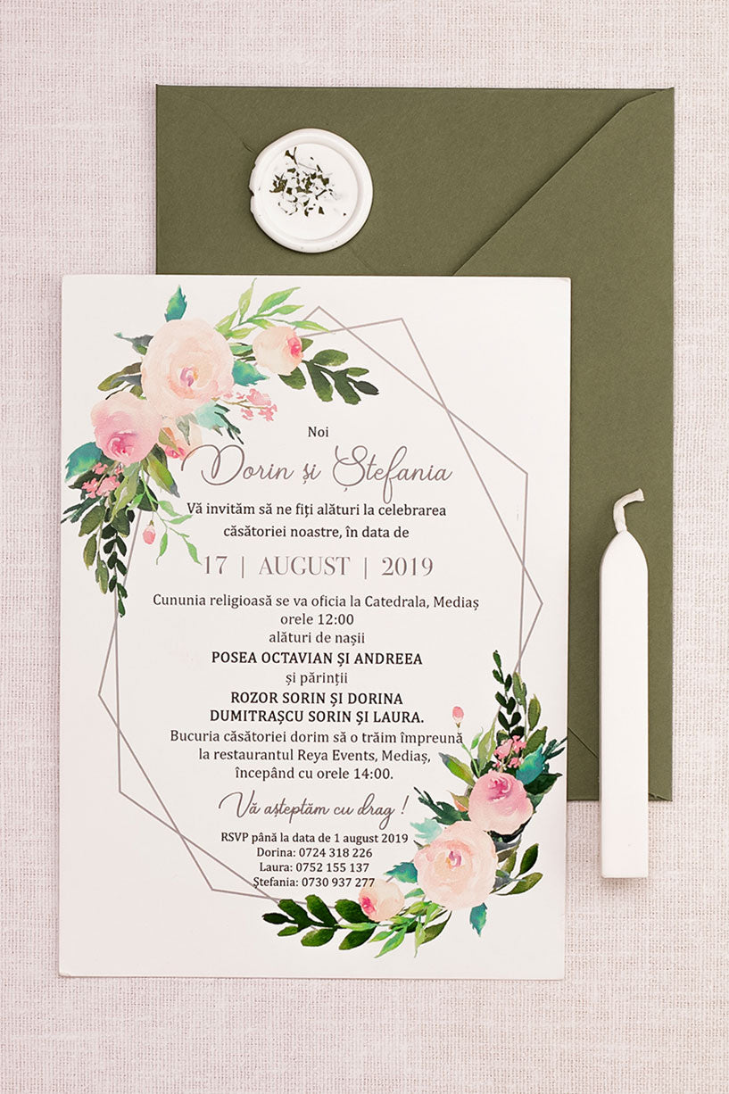 Invitații de nuntă – Trandafiri cu Terariu Invitatii Love Story