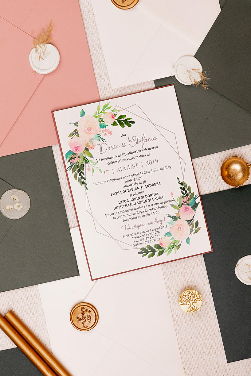 Invitații de nuntă – Trandafiri cu Terariu Invitatii Love Story