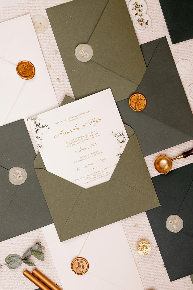 Invitații de nuntă – Trandafiri Roz Invitatii Love Story