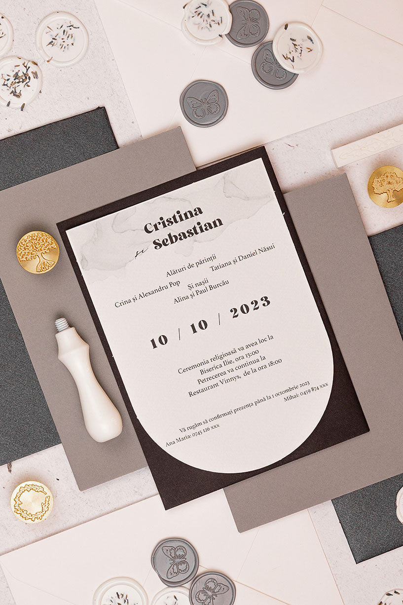 Invitații de nuntă – Watercolor Navy Invitatii Love Story