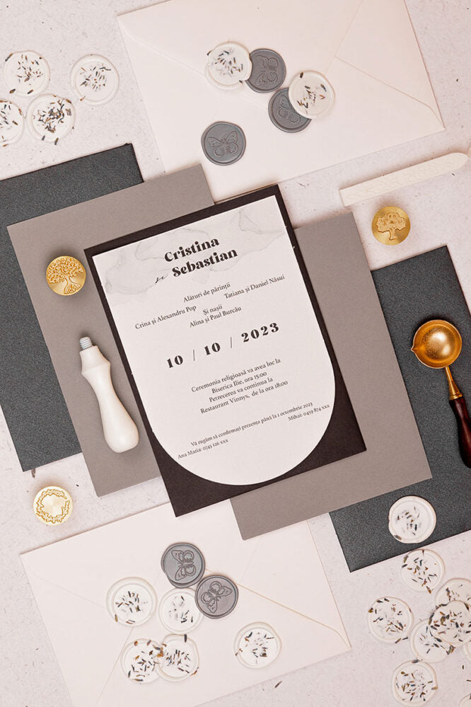 Invitații de nuntă – Watercolor Navy Invitatii Love Story