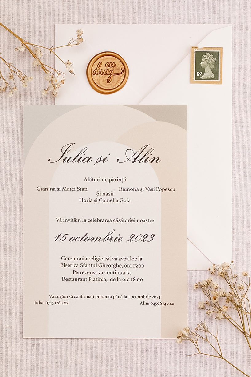 Invitații de nuntă – Forme Arcuite Invitatii Love Story