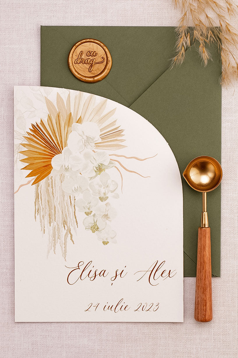 Invitații de nuntă – Pampas Curgător Invitatii Love Story