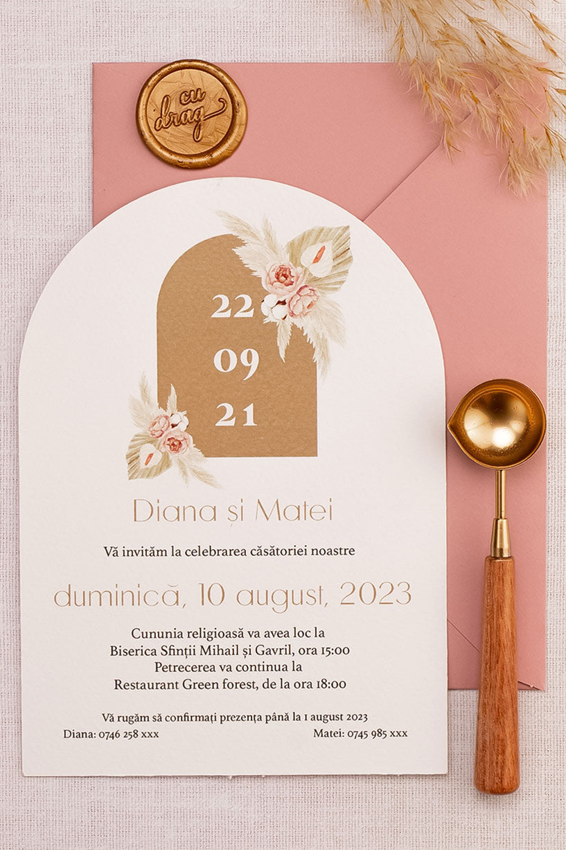 Invitații de nuntă – Pampas Natural Invitatii Love Story