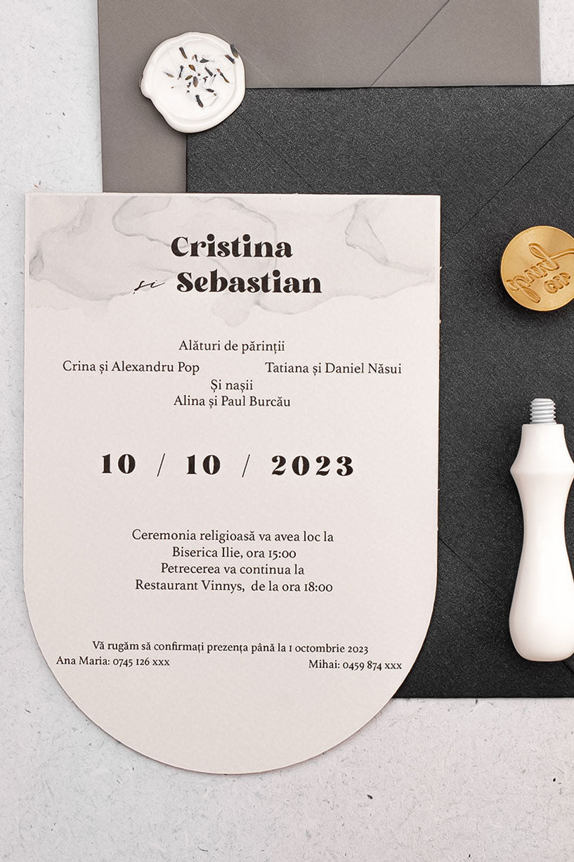 Invitații de nuntă – Watercolor Navy Invitatii Love Story